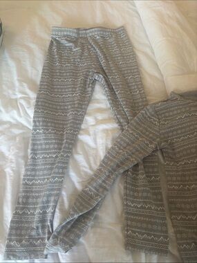32 degrees Gray Fair Isle Thermal Leggings and Top Set, kids 7-10